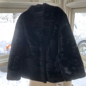 Elegant Black Faux Fur Coat